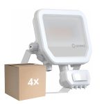 Flerpack 4x Ledvance LED Strålkastare Aluminium Vit 17W 2400lm 100D - 840 Kallvit | IP65 - Rörelse- Och Ljussensor - Symmetrisk